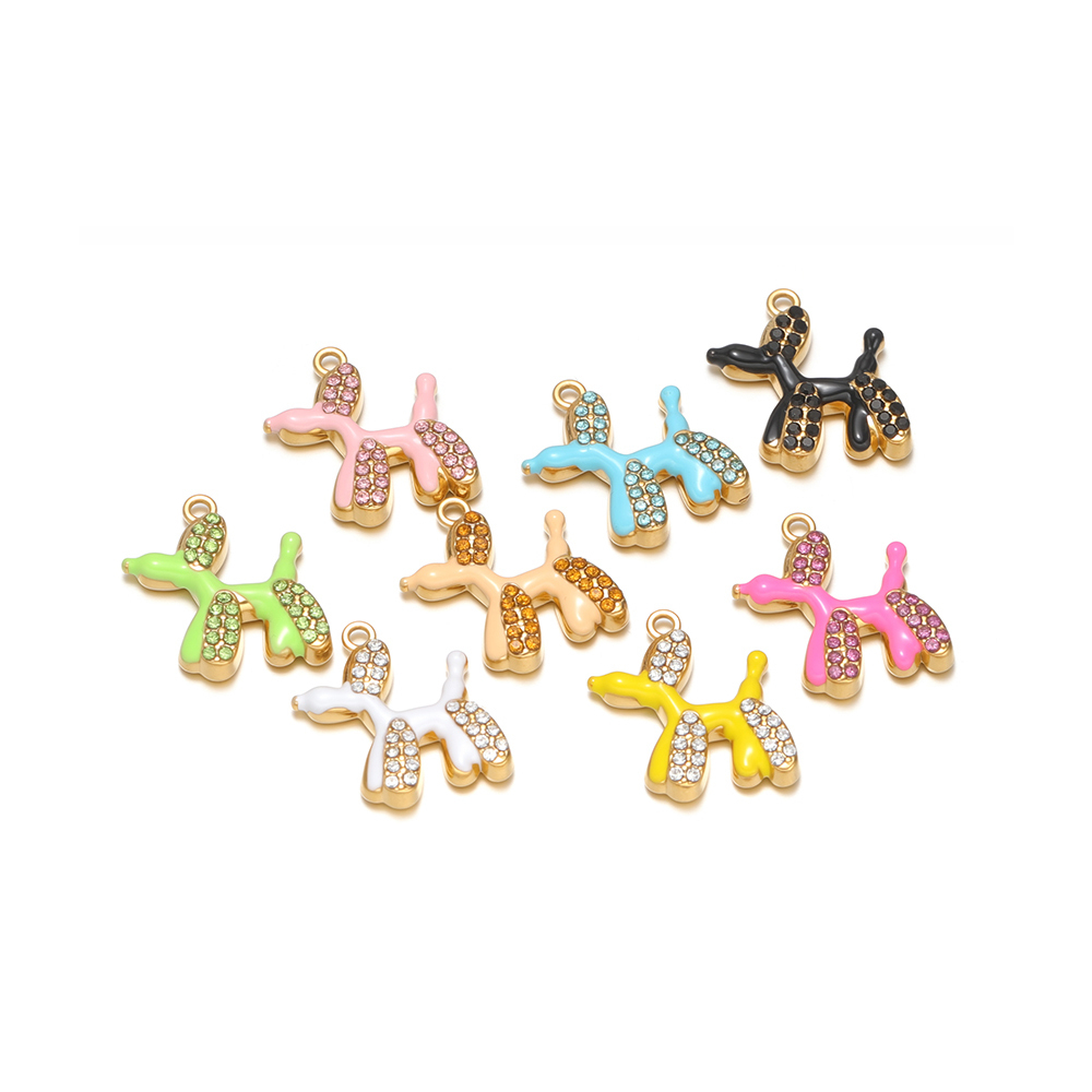 Jewelry Making For 5 Year Old - จี้รูปสุนัขบอลลูนเคลือบสีสแตนเลส 4 ชิ้น สำหรับทำเครื่องประดับเด็ก DIY ต่างหู