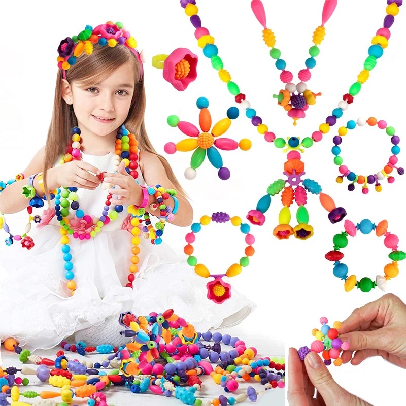 Jewelry Making For 5 Year Old - ชุดทำเครื่องประดับเจ้าหญิงสำหรับเด็กผู้หญิง 188-608 ชิ้น ลูกปัดป๊อป สร้อยคอ สร้อยข้อมือ