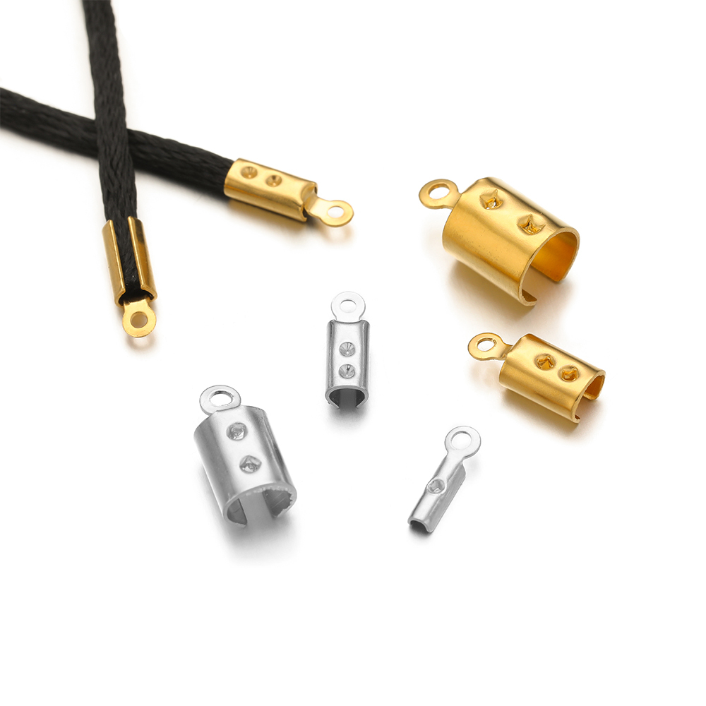 Jewelry Making Bead - 50pcs สแตนเลสสตีลคุณภาพสูง CRIMP End ลูกปัดหมวกหนังคลิปสําหรับเครื่องประดับ DIY