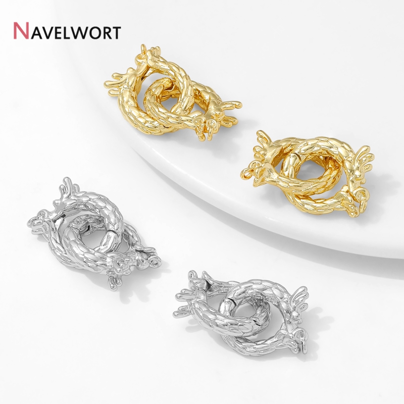 Jewelry Making Bead - ตัวล็อคแบบมีรูปทรงมังกรชุบทอง 14K ทำจากทองเหลือง, ตัวล็อคแบบเกี่ยว, สำหรับอุปกรณ์ทำเครื่องประดับ DIY