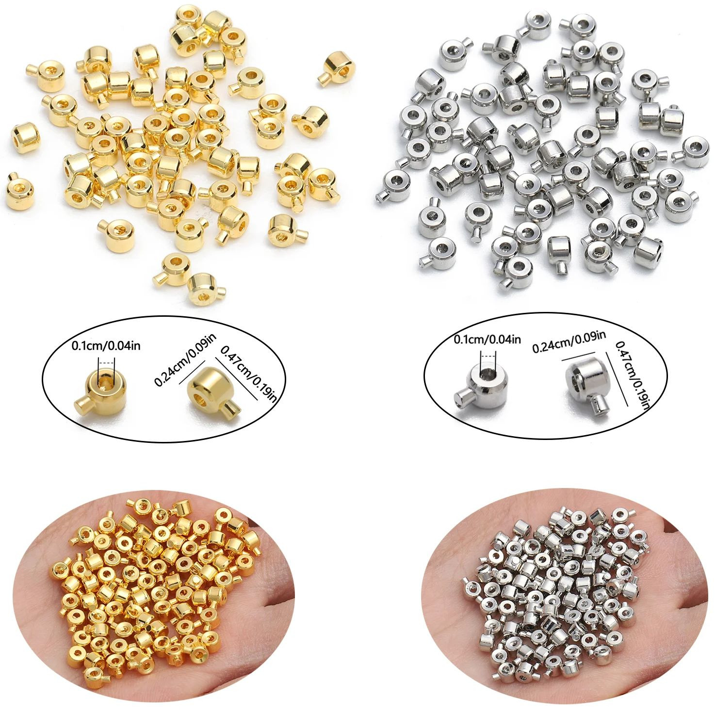 Jewelry Making Education - ลูกปัดอุดกั้นสเตนเลสสตีล10ชิ้น/ล็อตสำหรับทำเครื่องประดับสร้อยคอแบบ DIY อุปกรณ์เสริมสร้อยข้อมือ