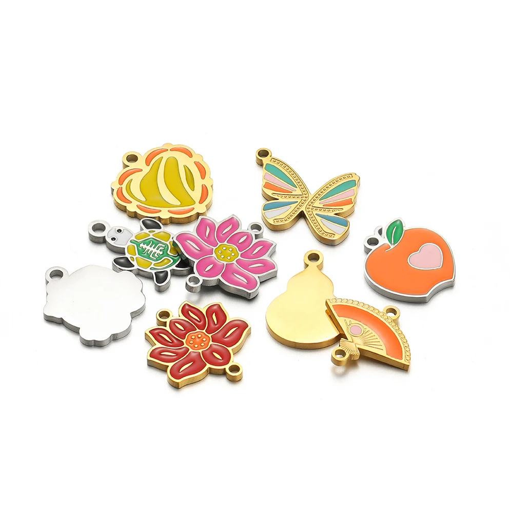 Jewelry Making For 5 Year Old - 5pcs สแตนเลสสตีล Lotus ผีเสื้อหัวใจ Gourd Charms