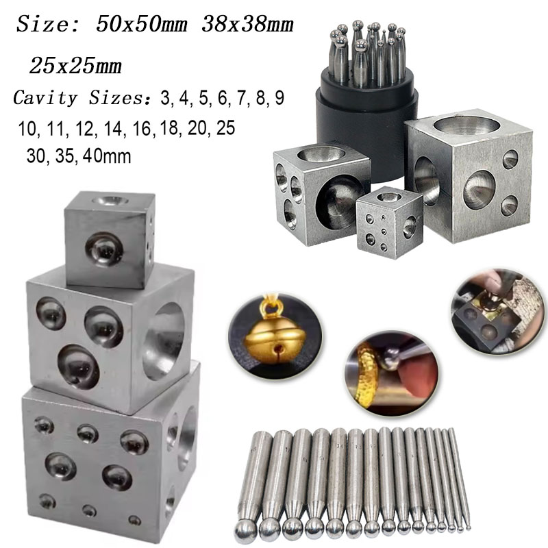 Jewelry Making Anvil - บล็อกตอกเหล็กทรงสี่เหลี่ยมพร้อมช่องเหล็กกล้าคาร์บอนสูงขัดเงา เครื่องมือตอกทำระฆัง เครื่องมือทำเครื่องประดับ