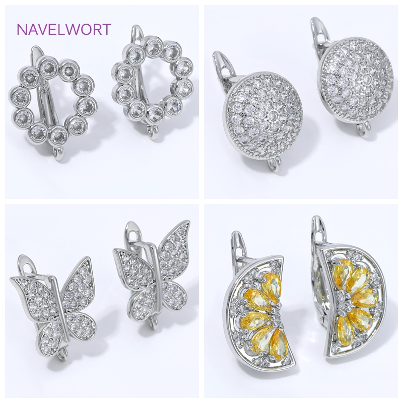 Jewelry Making Kits - ตะขอเกี่ยวต่างหูรูปพัดเคลือบทอง 18K รูปทรงดอกไม้, ตัวล็อคทองเหลืองแบบพื้นฐาน, ตะขอเกี่ยวต่างหู, วัสดุทำเครื่องประดับ