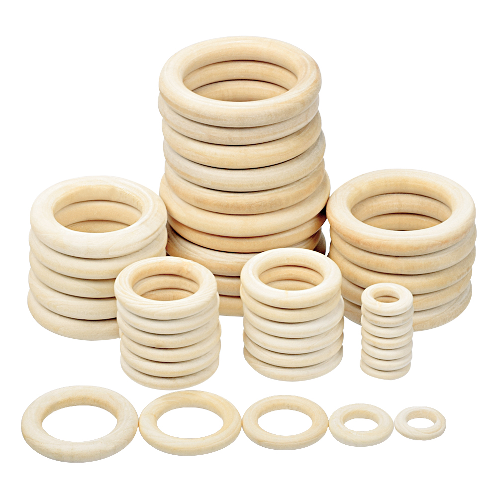 Jewelry Making For 5 Year Old - 11ขนาดธรรมชาติไม้ Teething ลูกปัดไม้แหวนวงกลมเด็กเด็กทารก Teethers ไม้ DIY