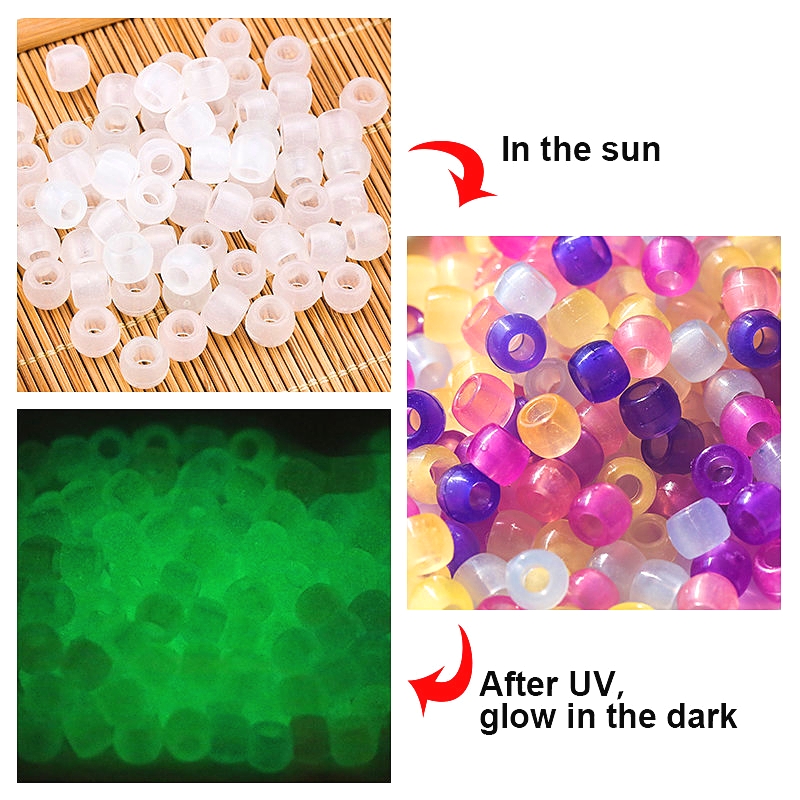 Jewelry Making For 5 Year Old - ลูกปัดอะคริลิกเปลี่ยนสีเมื่อโดนแสง UV ขนาด 6*8 มม. หลายสี