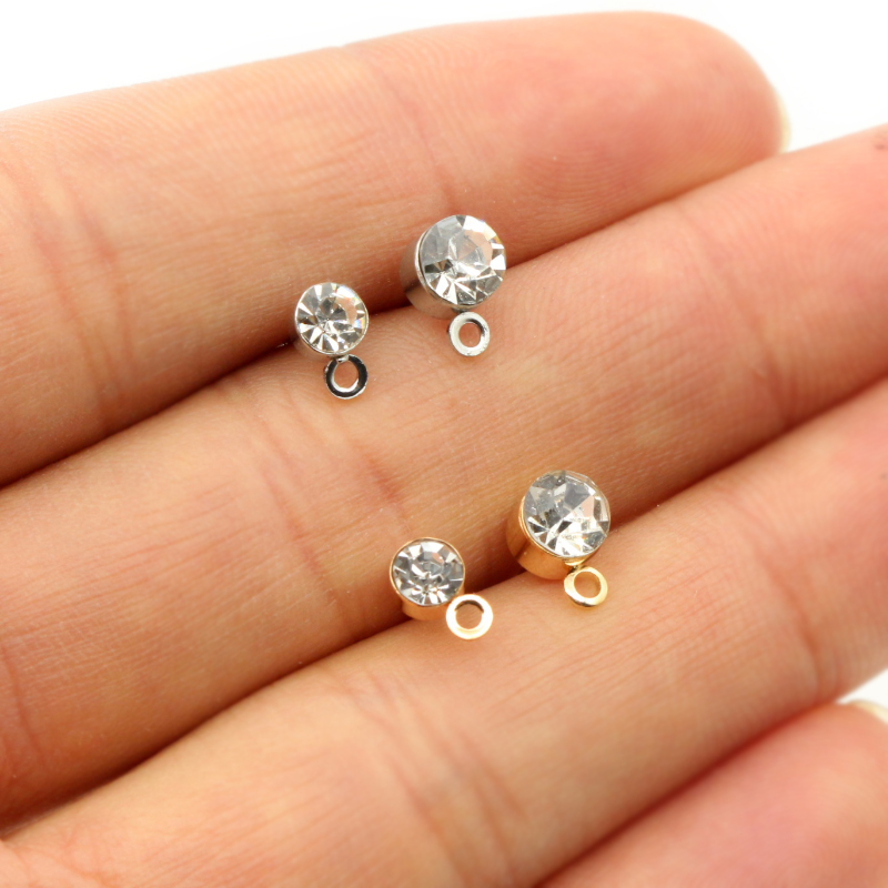 Jewelry Making Kits - 50pcs ต่างหู Pins Zircon 4/5/6mm Rhinestone