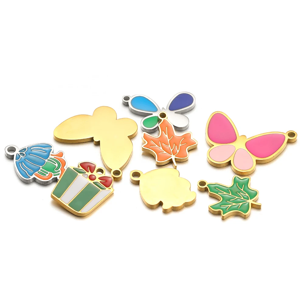 5pcs สแตนเลสสตีลผีเสื้อ Leaf H - Jewelry Making For 5 Year Old บทวิจารณ์และราคา