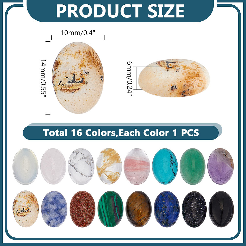 หินคาโบชอง 16 ชิ้น หินแบนหลังเ - Jewelry Making Gemstones บทวิจารณ์และราคา