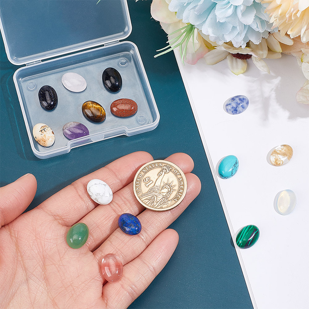 หินคาโบชอง 16 ชิ้น หินแบนหลังเ - Jewelry Making Gemstones บทวิจารณ์และราคา