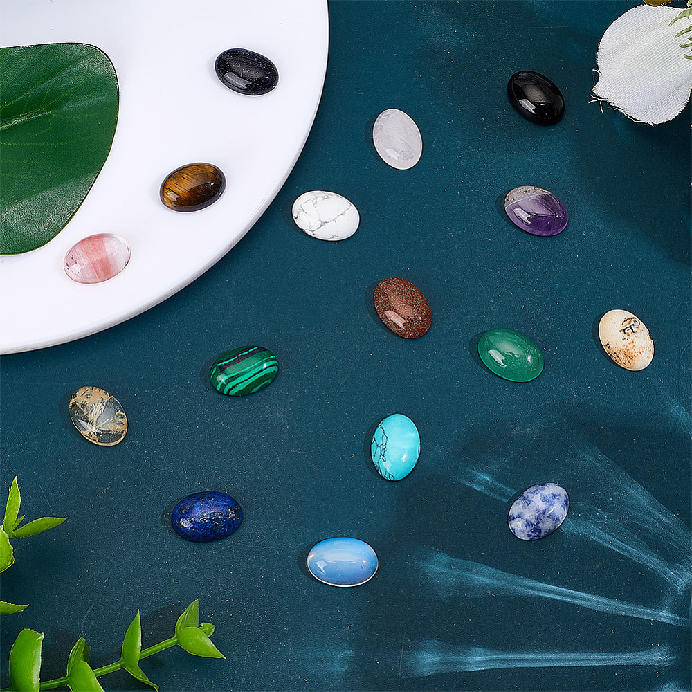 หินคาโบชอง 16 ชิ้น หินแบนหลังเ - Jewelry Making Gemstones บทวิจารณ์และราคา