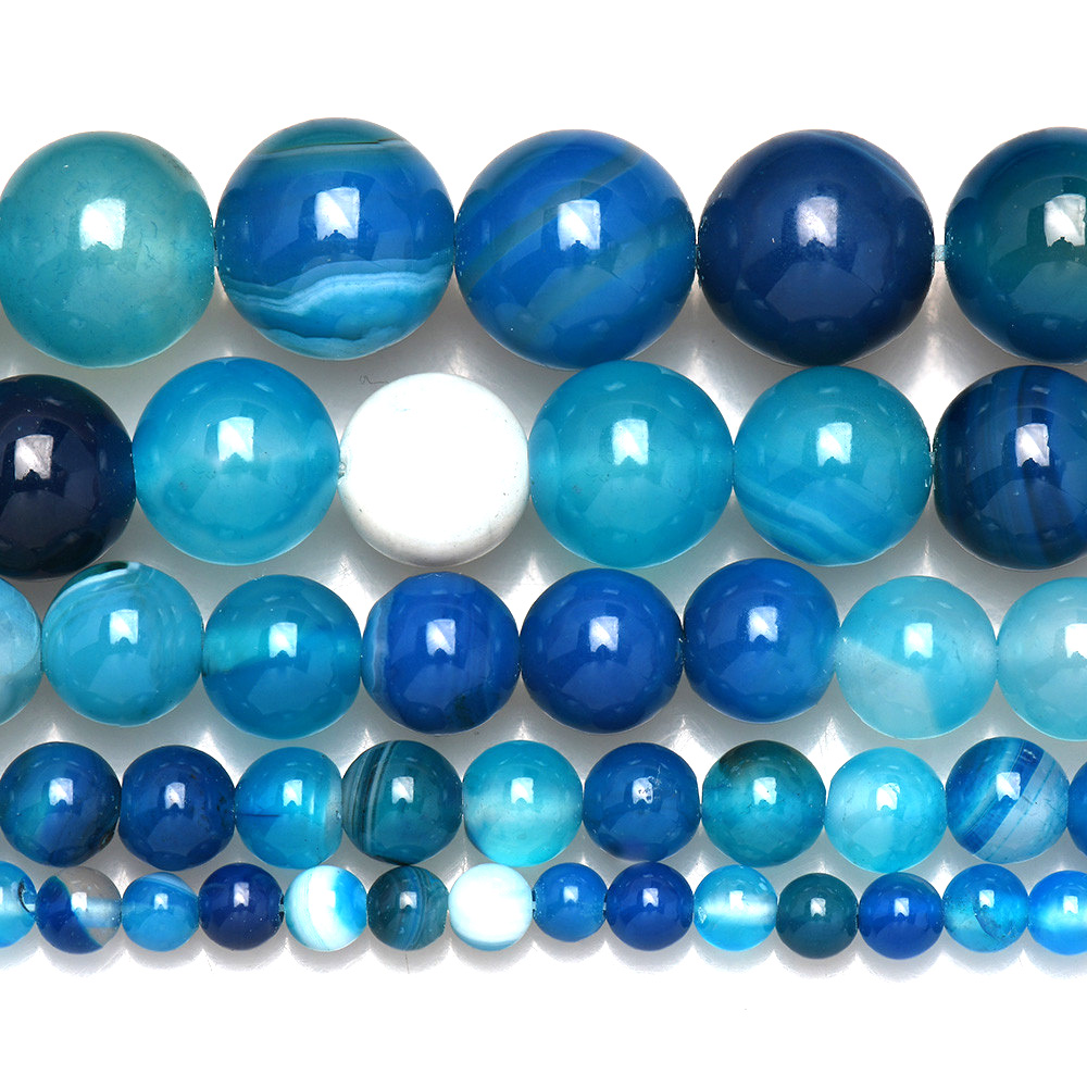 หินธรรมชาติแถบลูกไม้สีฟ้า Agat - Jewelry Making Gemstones บทวิจารณ์และราคา