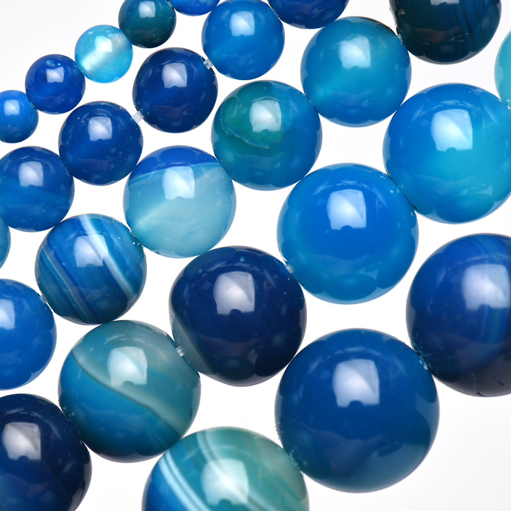 หินธรรมชาติแถบลูกไม้สีฟ้า Agat - Jewelry Making Gemstones บทวิจารณ์และราคา