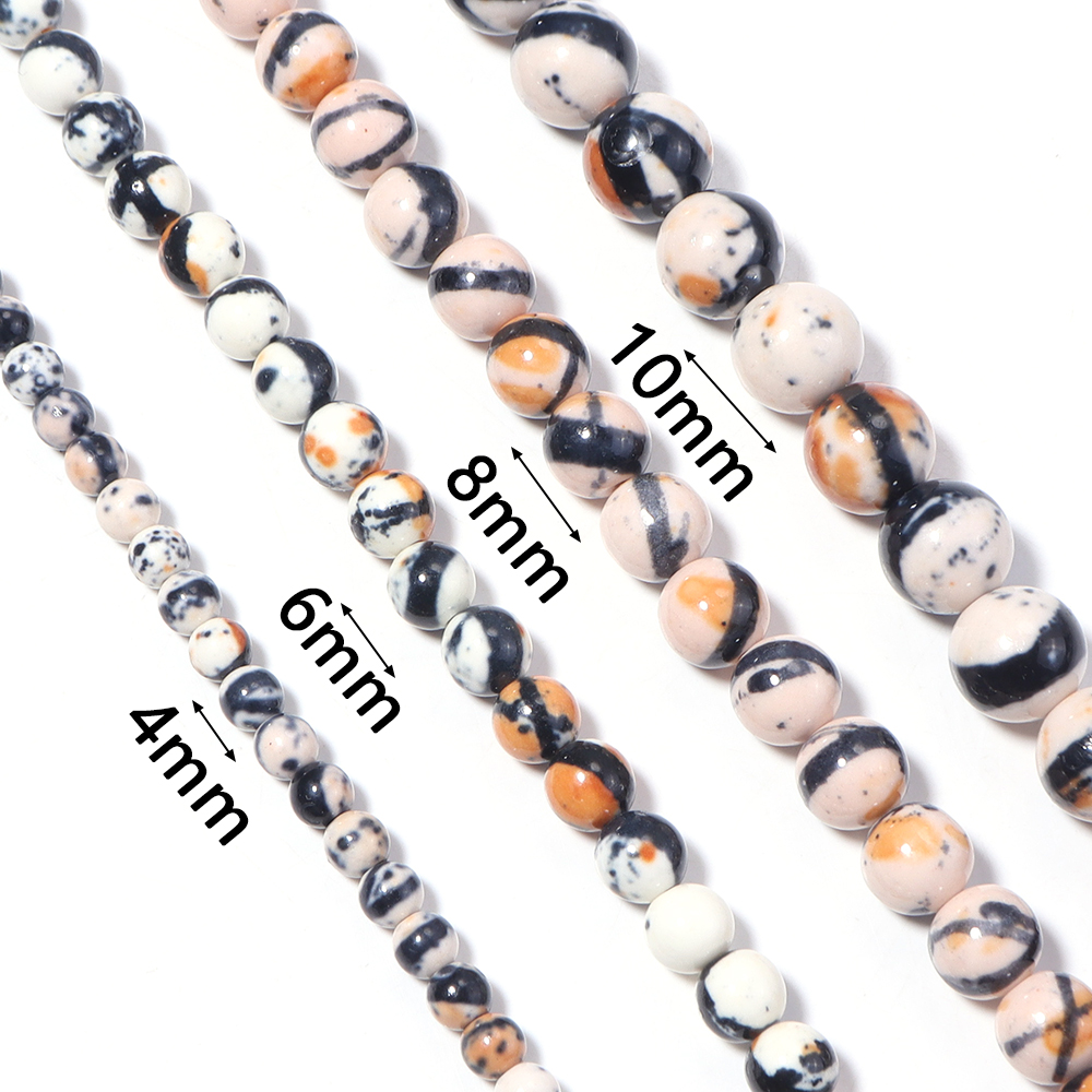 4 6 8 10 มม.สีส้มสีขาวสีดำสีสั - Jewelry Making Gemstones บทวิจารณ์และราคา