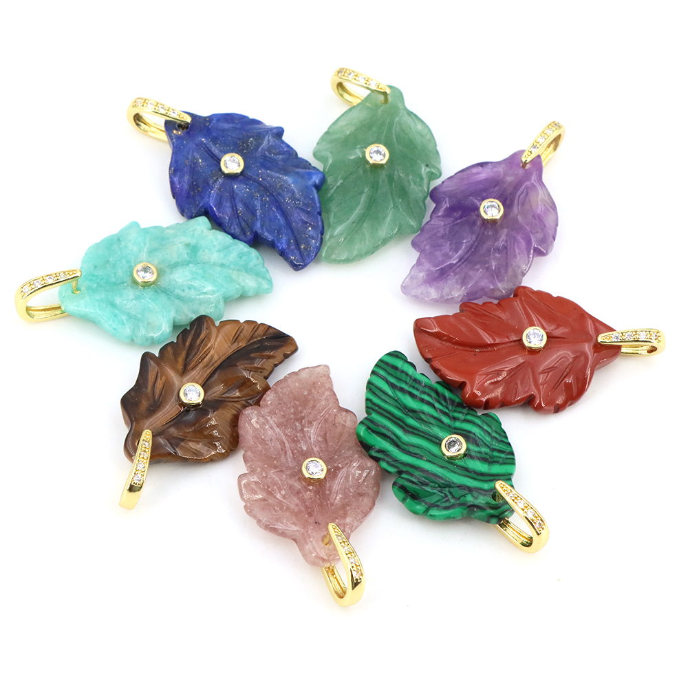 จี้หินธรรมชาติรูปใบไม้ คริสตัล - Jewelry Making Gemstones บทวิจารณ์และราคา