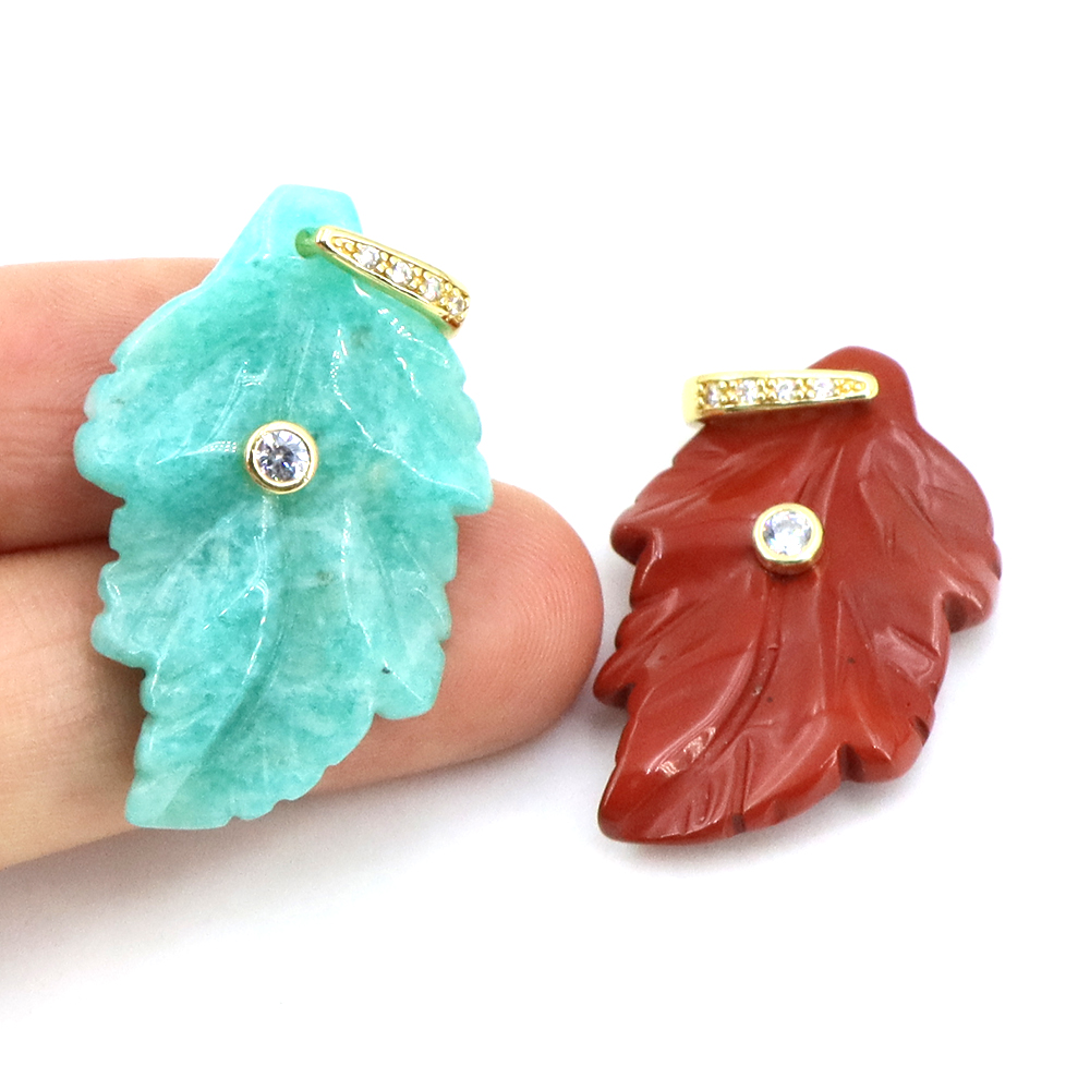 จี้หินธรรมชาติรูปใบไม้ คริสตัล - Jewelry Making Gemstones บทวิจารณ์และราคา