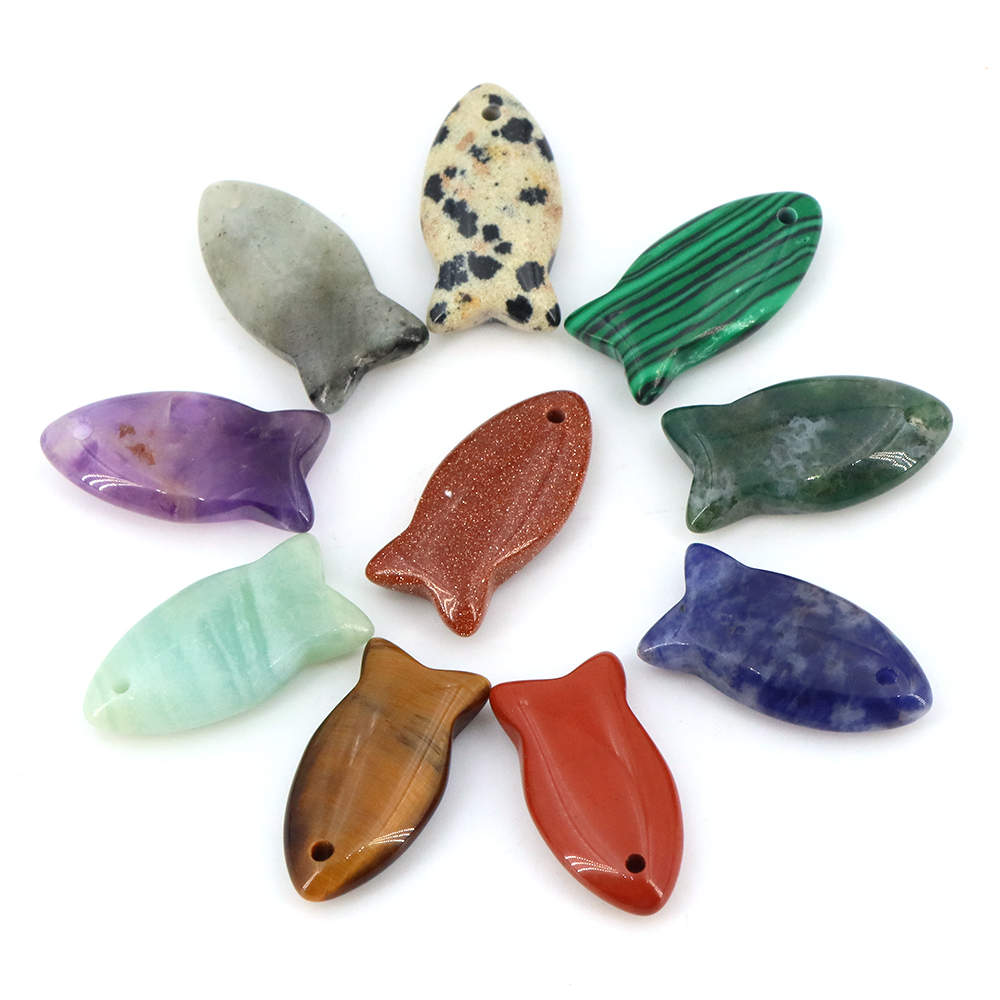 ลูกปัดปลาธรรมชาติหินแกะสลักคริ - Jewelry Making Gemstones บทวิจารณ์และราคา